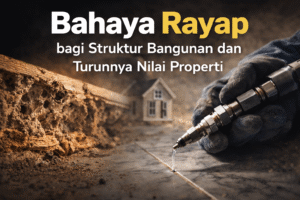 Ilustrasi dampak bahaya rayap bagi struktur bangunan dan nilai jual properti rumah