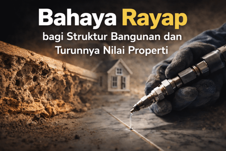Ilustrasi dampak bahaya rayap bagi struktur bangunan dan nilai jual properti rumah